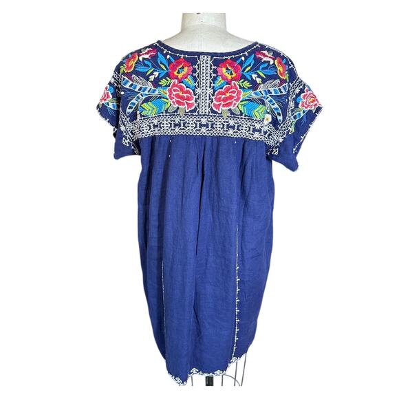 Johnny Was Samira Peasant Tunic Dress in Linen with Floral Embroidery Size Large - Picture 4 of 6